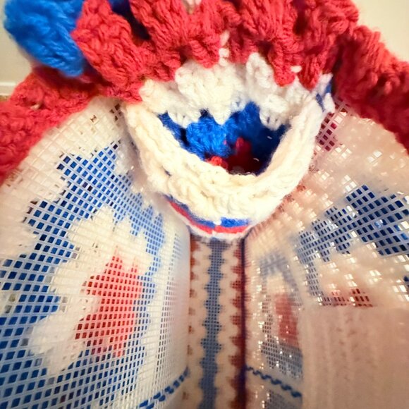 Granny Square Crochet Tote Retro Hippie Style Book Bag Red White Blue School Col - Picture 13 of 16